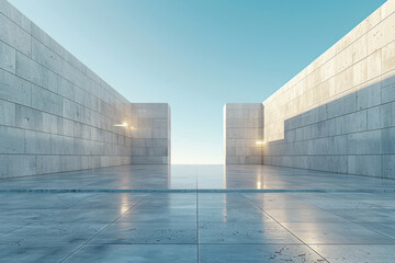 Fototapeta premium Concrete outdoor square building,Empty architectural background. 