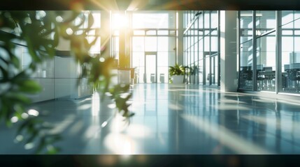 Blurred workplace interior