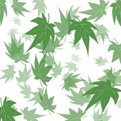 illustration of random green leaves falling down pattern isolated on white and transparent png