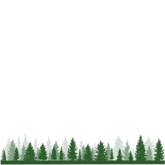 illustration of forest trees isolated in white and transparent png