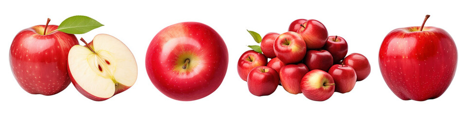 Red apples png cut out element set