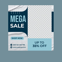 Mega Sale Banner Template for Social Media Post or Story
