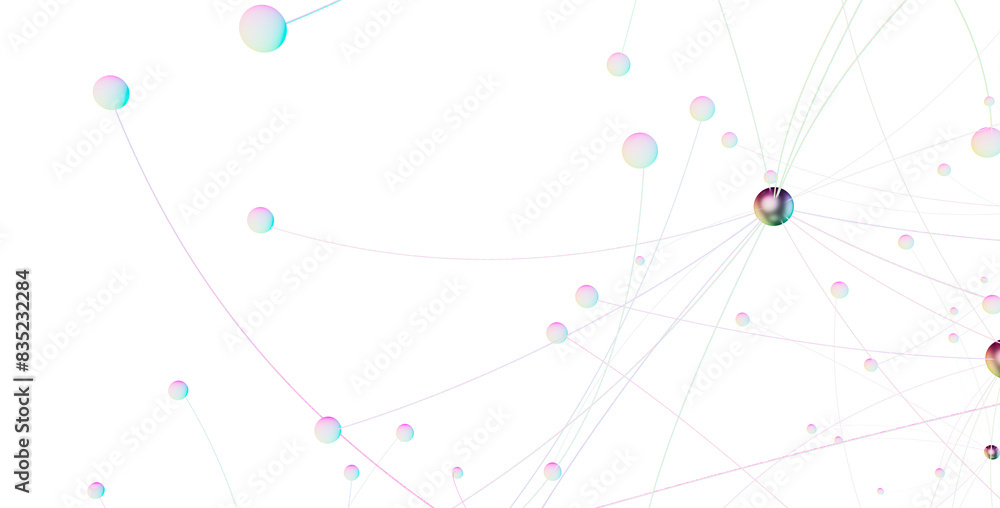 Aufkleber Abstract polygonal space with connecting dots and lines. Dark background. Connection structure. 3d Widescreen
