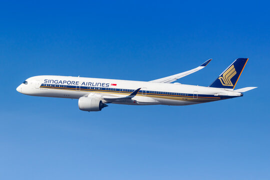 Singapore Airlines Airbus A350-900 airplane at Munich Airport in Germany