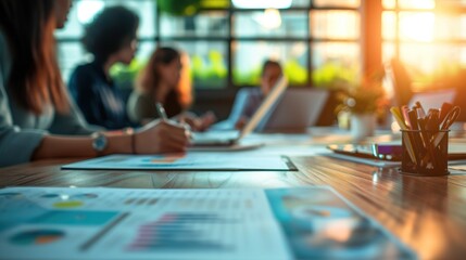 business women and team present project and the meeting rooms, financial, technology, office, adult, computer, modern, professional, office, success, target, contact, win
