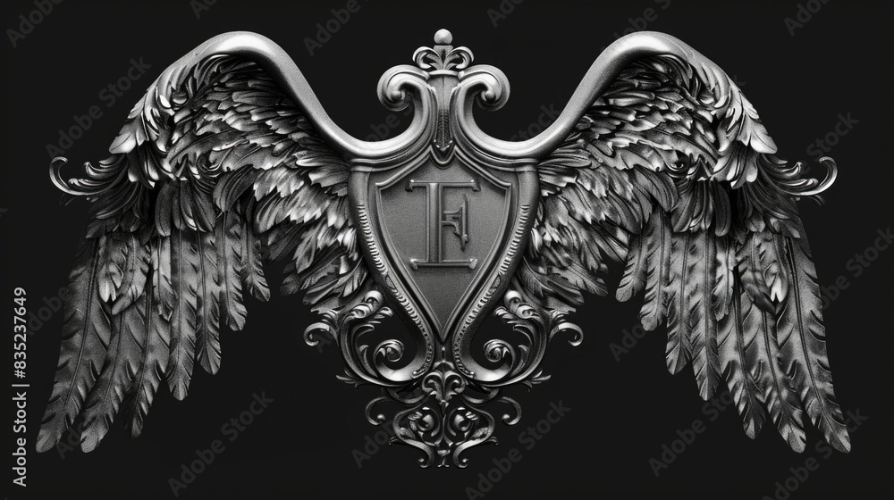 Poster A clock with wings on a black background