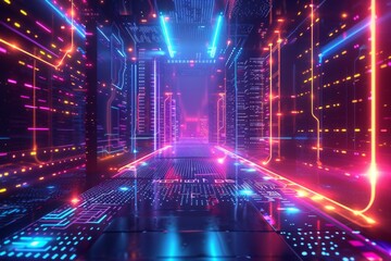 Obraz premium Cyber Security Data Transfer illustration created with Generative AI