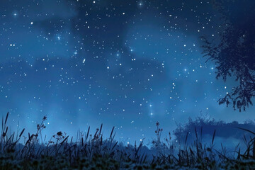 Cosmic Night Sky with Twinkling Stars and Central Text Space for Serenity