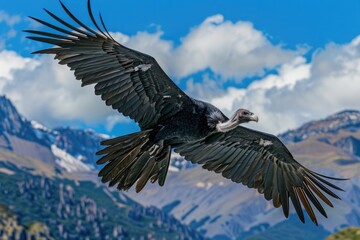 Obraz premium A large bird soaring above the mountain peaks