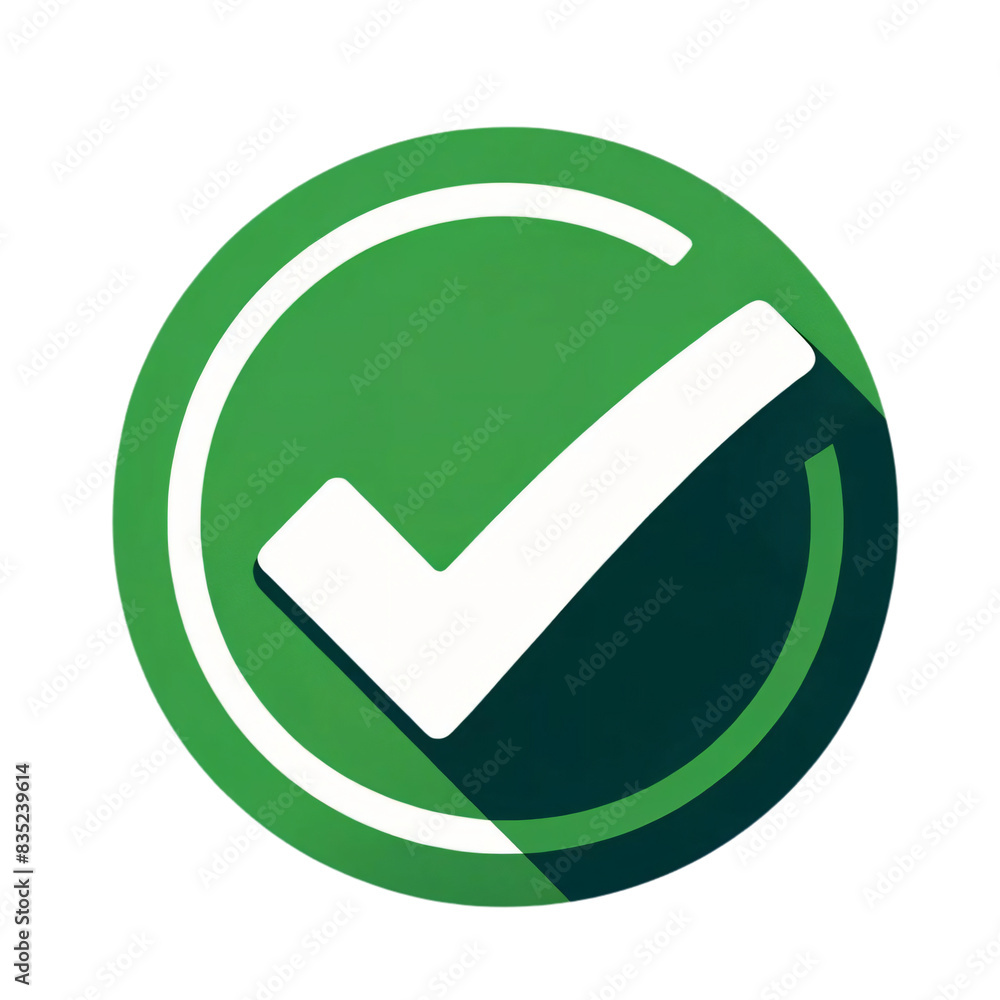 Poster a large green checkmark inside a green circle on a transparent background