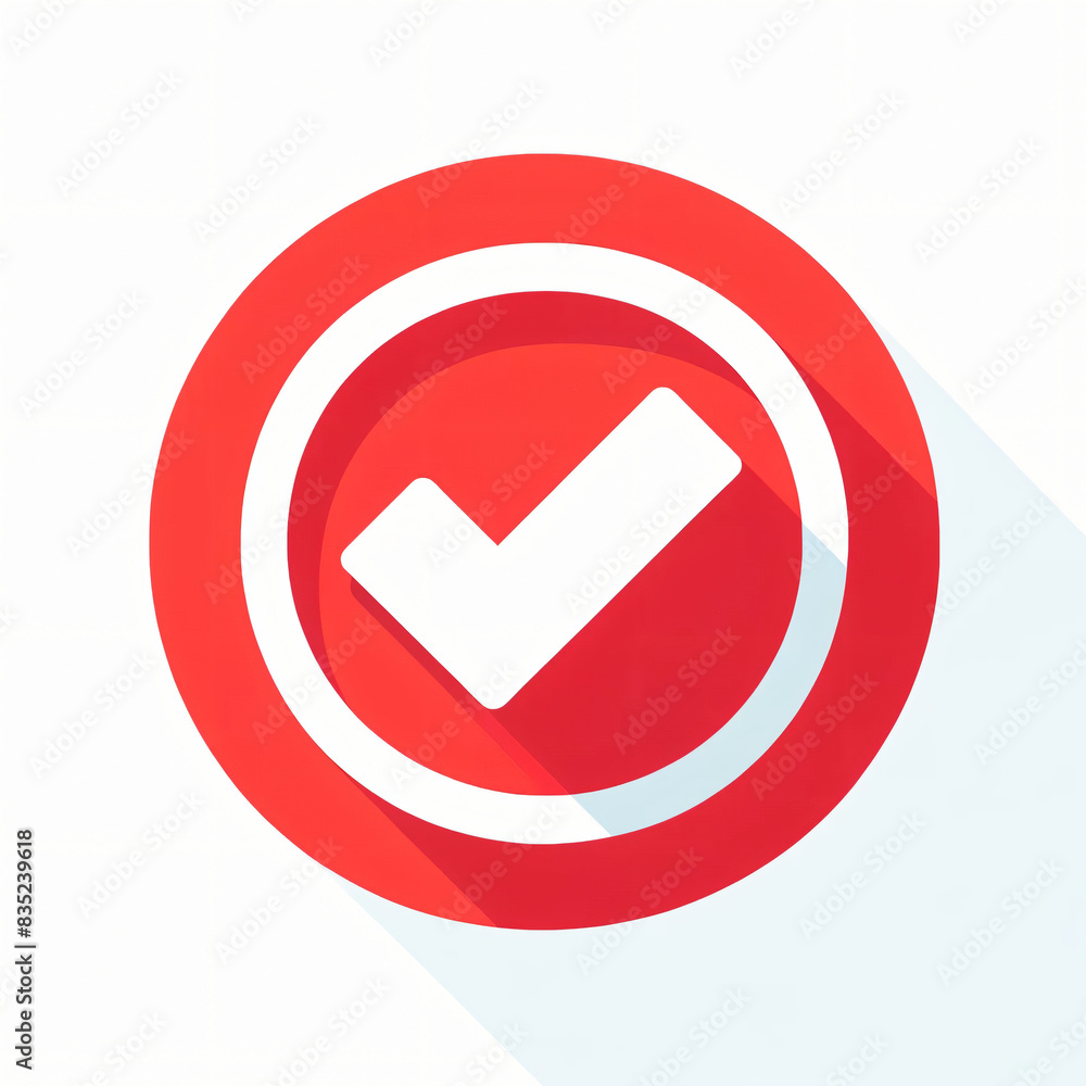 Poster a large red checkmark inside a red circle on a white background