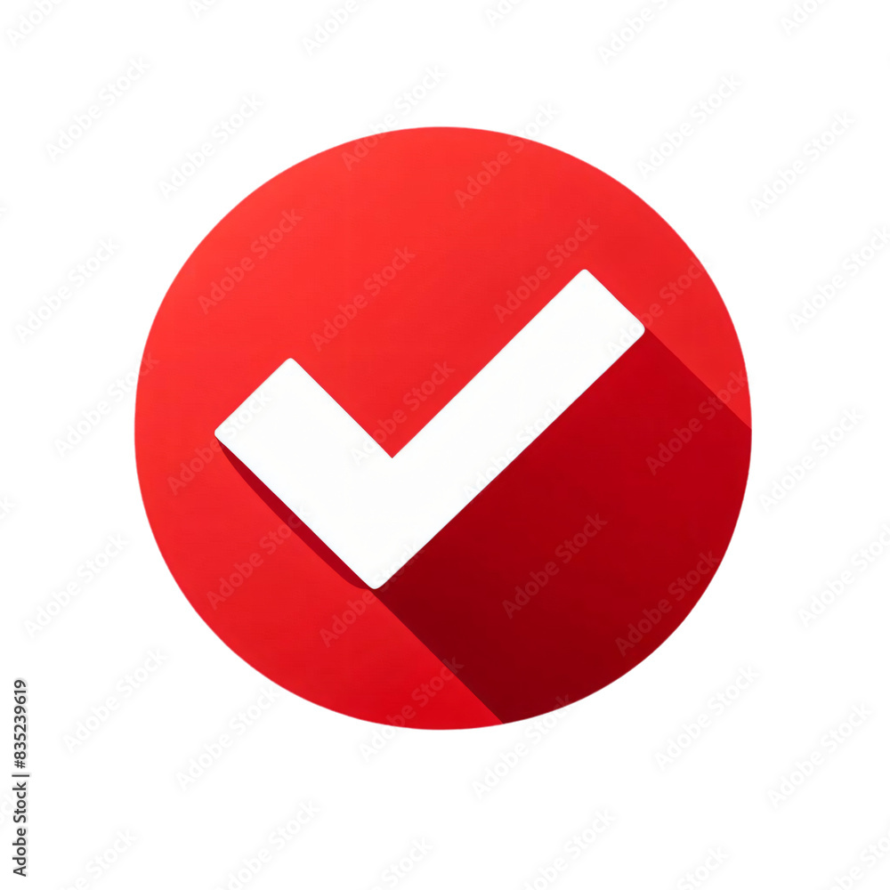 Aufkleber a large red checkmark inside a red circle on a transparent background