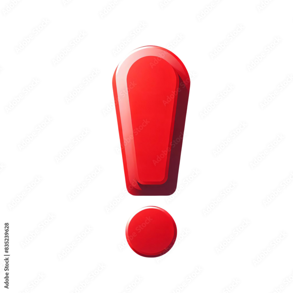 Poster a large red exclamation mark on a transparent background