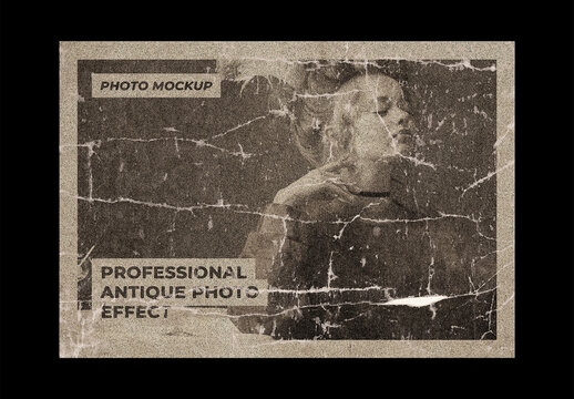 Antique Film Vintage Frame Old Retro Photo Effect Paper Texture Template Mockup Overlay Style Printed