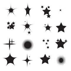 Twinkle stars icon collection. Shine icons silhouette. Stars sparkles vector, Minimalist silhouette stars icon, Sparkle star icon vector set.
