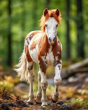 Junges Pferd, Fohlen in freier Natur, Generative AI