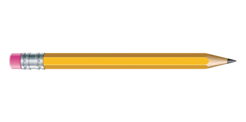 Realistic Yellow Wood Pencil With Rubber Band Vector Illustration.	
