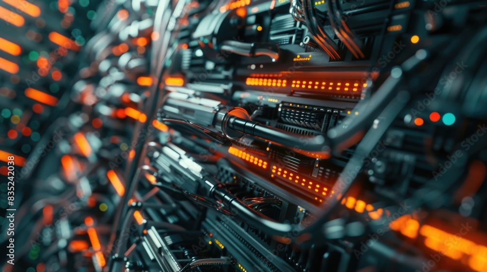 Aufkleber a bundle of wires and cables in a data center or server room