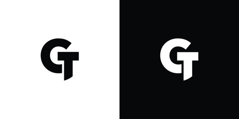Modern and strong letter GT initials logo design