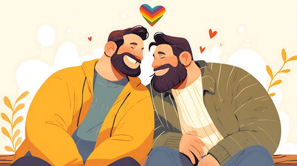 Pride month banner with silhouettes of diverse people LGBTQ+ pride month with celebratory symbols and part, rainbow colors and the text "HAPPY PRIDE MONTH", on a plain colored background Generative AI