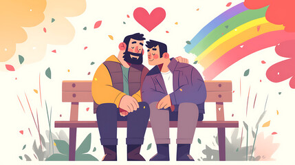 Pride month banner with silhouettes of diverse people LGBTQ+ pride month with celebratory symbols and part, rainbow colors and the text "HAPPY PRIDE MONTH", on a plain colored background Generative AI