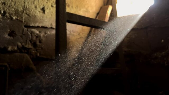 dust in the basement on the sunbeam
