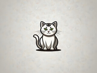 Cat on Window: Cute black and white cartoon illustration of a funny kitten with big eyes and fluffy fur