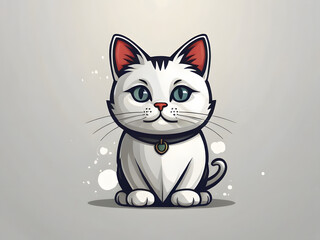 Obraz premium A cute cartoon illustration of a cat wearing a bow and holding a heart