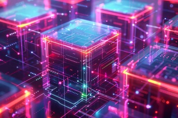 Cyber Security Data Transfer illustration created with Generative AI