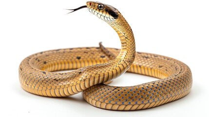 Naklejka premium Close-up view of a snake's head and body on a white surface