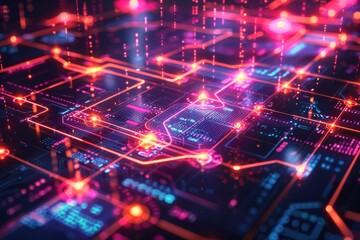 Fototapeta premium Cyber Security Data Transfer illustration created with Generative AI