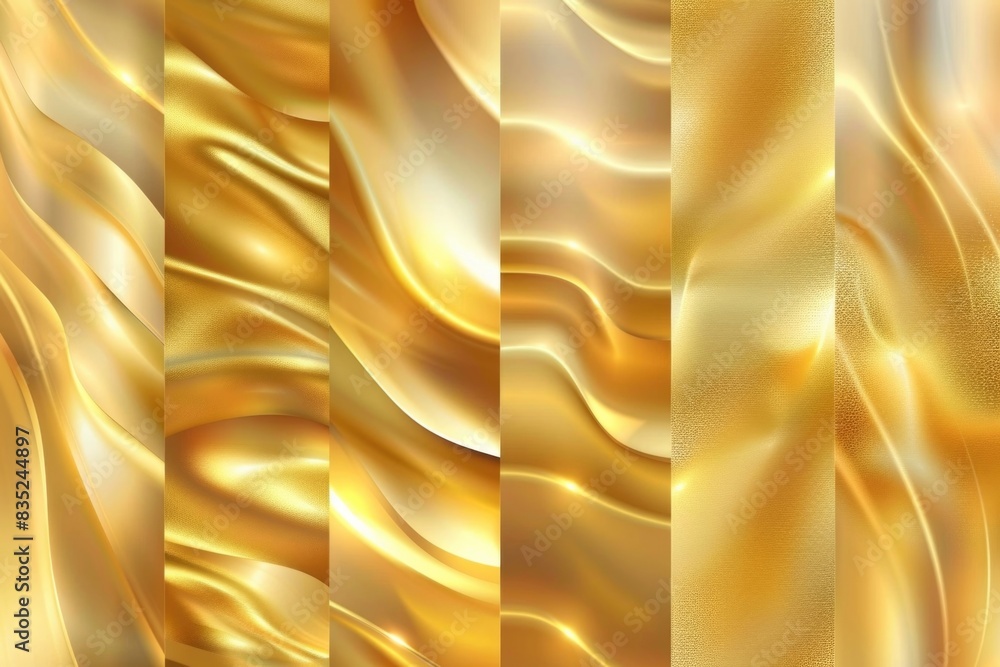 Poster Four abstract gold backgrounds with varying textures and patterns