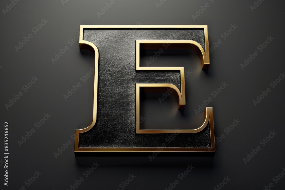 Aufkleber a simple yet elegant design featuring a golden letter 'e' against a black background, suitable for u