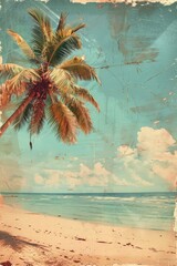 Vintage style tropical beach and summer background 