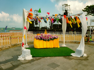 A Buddha shrine for Songkran in Pattaya,Thailand