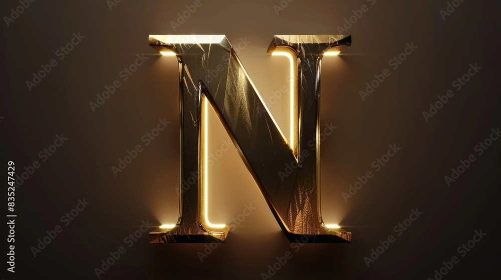 Aufkleber a single letter 'n' is lit up in a dark environment, possibly used for navigation or signaling
