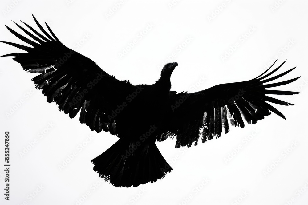 Canvas Prints A large black bird soaring through the air