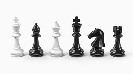 Black and white chess pieces on a board