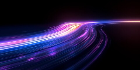 Abstract background with a single smooth line of light in blue and purple colors creating a dynamic and vibrant wave effect perfect for modern designs or wallpapers.