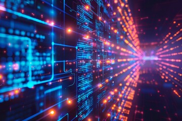 Obraz premium Cyber Security Data Transfer illustration created with Generative AI