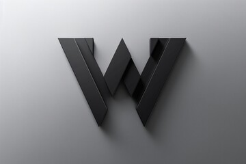 A black w logo on a gray wall, great for minimalist designs and branding materials