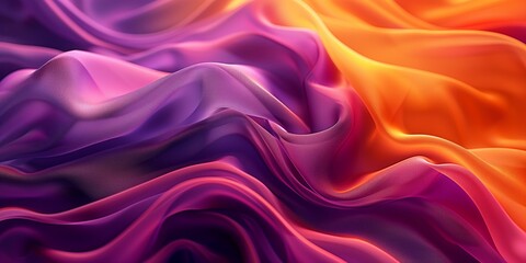 Fototapeta premium Abstract purple and orange background with waves and cloth-like textures creating a vibrant and dynamic pattern ideal for design applications.