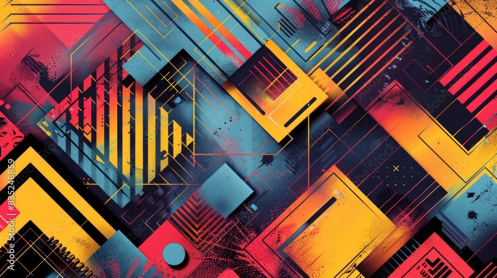Aufkleber a bold and vibrant abstract background composed of geometric patterns.