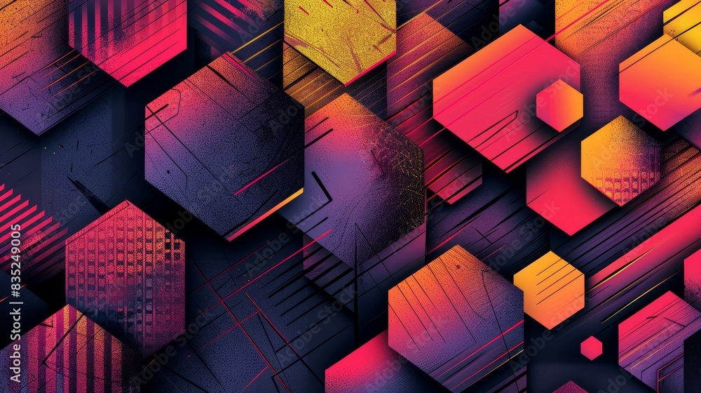 Aufkleber a bold and vibrant abstract background composed of geometric patterns.