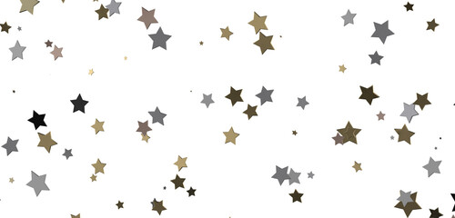 XMAS Banner with golden decoration. Festive border with falling glitter dust and stars.