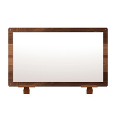 blank coffee shop sign board with wood border isolated on white background