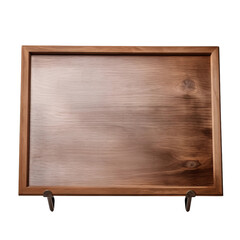 blank coffee shop sign board with wood border isolated on white background