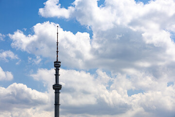 Obraz premium Koktobe Television Tower in Almaty, beautiful blue sky, Kazakhstan