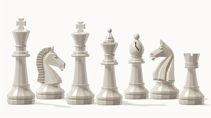 A unique set of chess pieces with horse heads