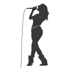 Naklejka premium Silhouette Singer: Rock Star, Boots, Belt, and Microphone.